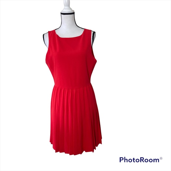 Alice + Olivia Shana Coral Pleated Scoop Neck Dress Size M - Picture 2 of 14